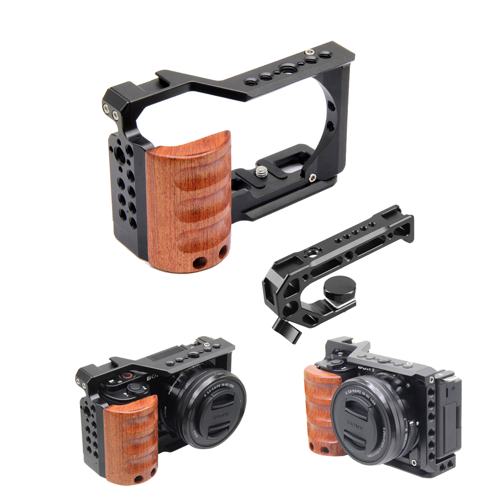 Camera Cold Shoe - Sony ZV-E10 Kafes kamera Ahşap Saplı